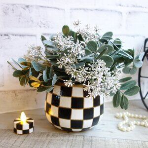 Checked Flower Pot Checked Candle Set Buffalo Check Flower Decor Courtly Flowers